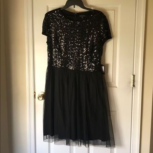 NWT Sequin Top Dress; mesh bottom; sz 14